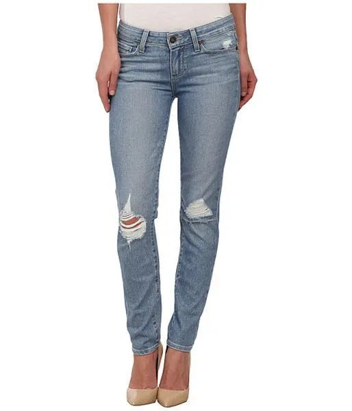 NWT Paige Premium Denim SKYLINE Ankle Peg Skinny Jeans Serena Destructed 27 $235