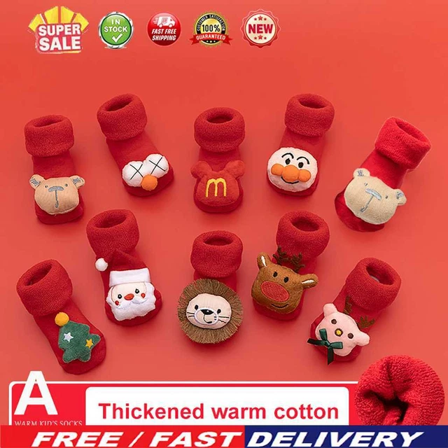 Christmas Children Socks Bottom Anti-slip Baby Warm Socks for Toddler 0-36 Month