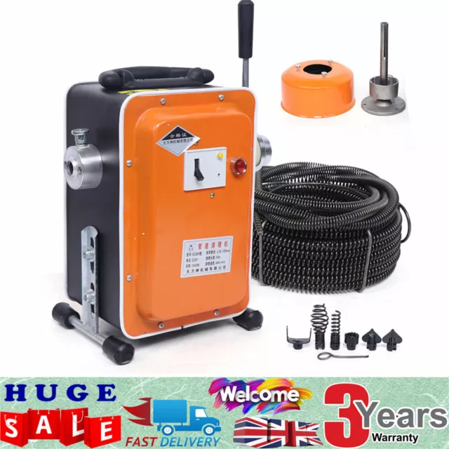 Electric Drain Cleaner Sewer Snake Pipe Cleaning Sewer Pipe Dredger Machine 750W