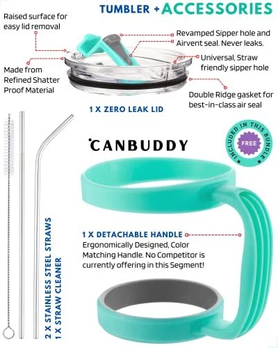 CANBUDDY 30 oz Tumbler with Lid and Straw and Handle - Travel Coffee Mug 8