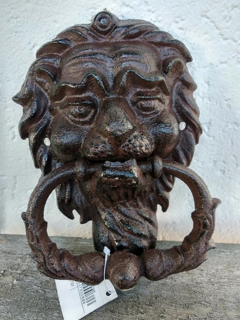 Heurtoir marteau de porte LION en fonte, 14x19cm
