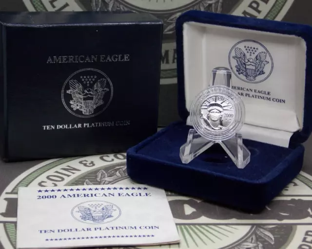 2000 $10 American PLATINUM Eagle 1/10oz .9995 Fine Box & COA BU Unc ECC&C, Inc 3