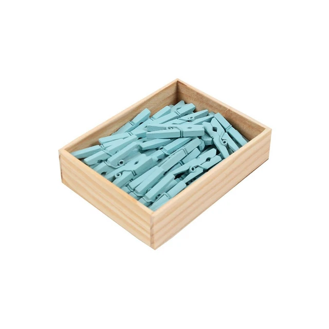 JAM Paper Wood Clip Clothespins Medium 1 1/8 Inch Blue Clothes Pins 230726776
