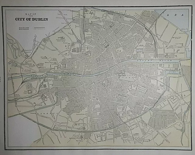 Old Antique 1897 Map  ~ DUBLIN, IRELAND ~ Vintage & Original ~ Quick N Free