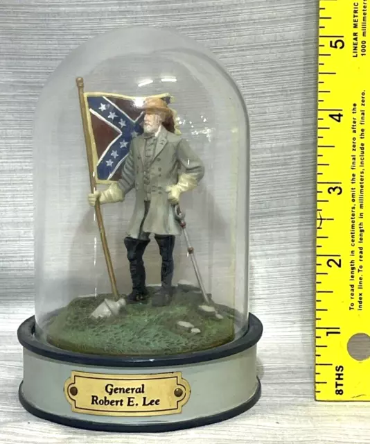 Confederate General Robert E Lee Figure Handpainted Glass Dome Franklin Mint