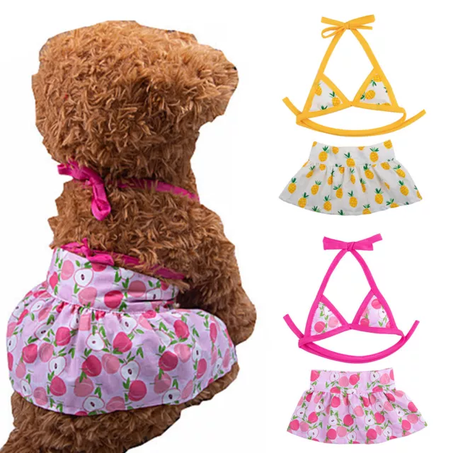 Estate Gatto Cane Bikini Set Animale Domestico Costume Abito Spiaggia Gonna Mo -