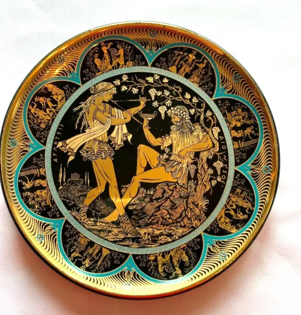 Adis Grecian gods Wall Plate 24 k Gold 5.5in Hand Made