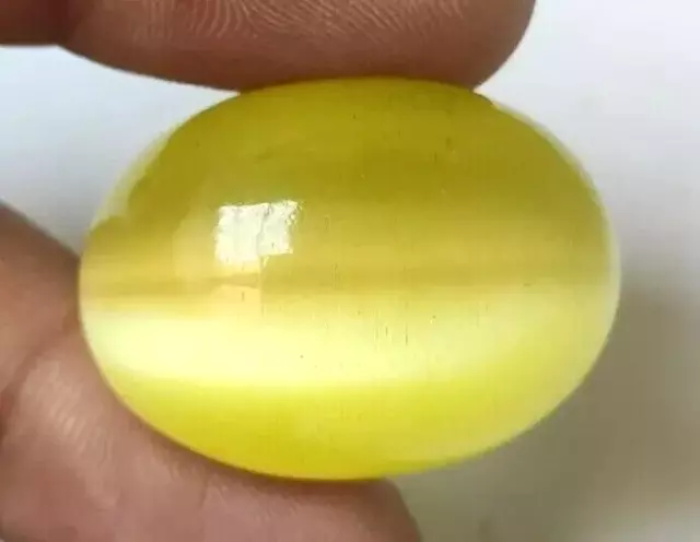 Natural Cat's Eye Yellow 62.90 Ct. Oval Cabochon Loose Gemstone Gift for Women