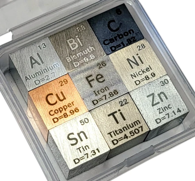 9PC ELEMENTO CUBO Set Inciso Densità 10mm Cubi Tavola Periodica Puro - Foto 8