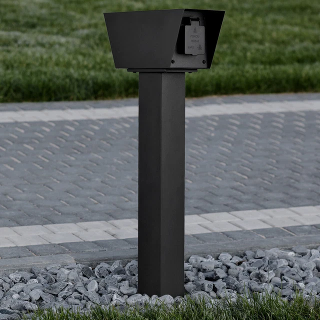 Distributeur de Courant Prise Externe D'Énergie Noir Acier Inox 3-Steckdosen