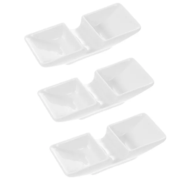 Sauce Container 3 Pcs Japanese Style Dual Compartment Dishes-SC