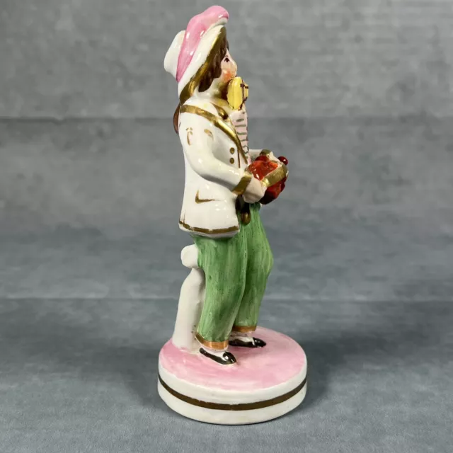 C19th Staffordshire Figurine of a Boy Playing Pan Pipes & Holding a Violin -READ 2