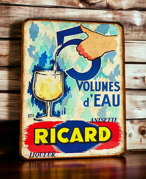 Plaque Décorative Métal étain Ricard – 30x20 Cm – Multicolore – Neuve