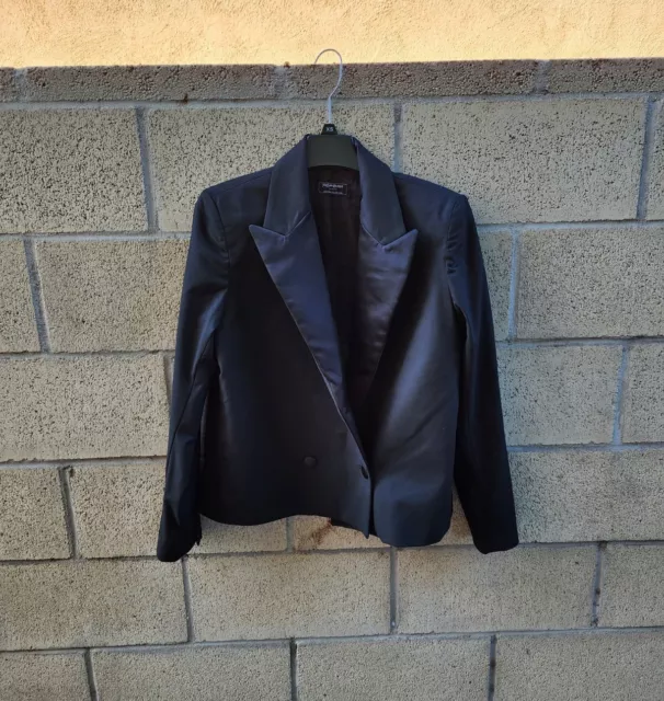 Yves Saint Laurent Black Blazer Uniform Made In Italy Womens Size 44