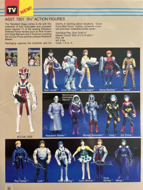 Rare vintage print ad Robotech,￼ Action Figure Set￼, ￼Matchbox catalog page 36