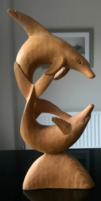 Pre-owned Hand Carved Wooden Dolphin