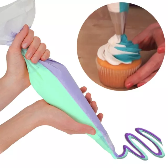 10 DUAL ICING PIPING BAGS Disposable Pastry Cake Sugarcraft Decorating Bags