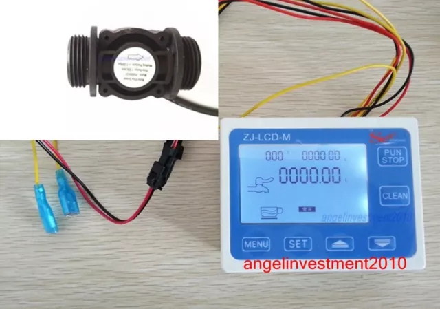 NEW 1" Water Flow Control LCD Meter + Flow Sensor