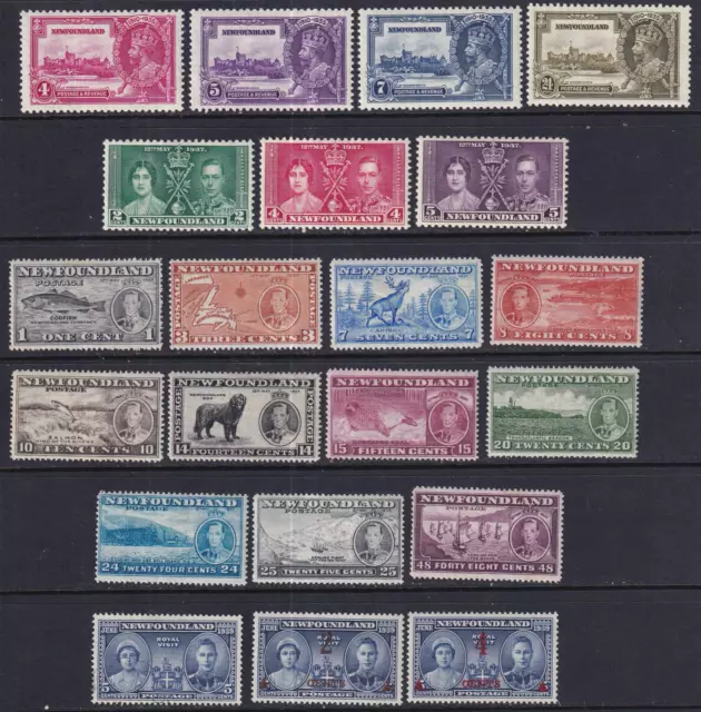 1935-39 Newfoundland  Stamp Lot 4 Complete Sets  Mostly MH  HICV  See*
