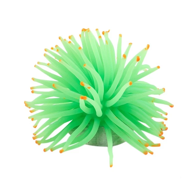 Ornamento vasca acquario decorativo silicone verde anemone di mare I5U97045