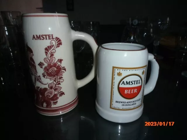 Biere 2 Chopes Amstel Beer Brewed And Bottled In Holland Et Red Delft