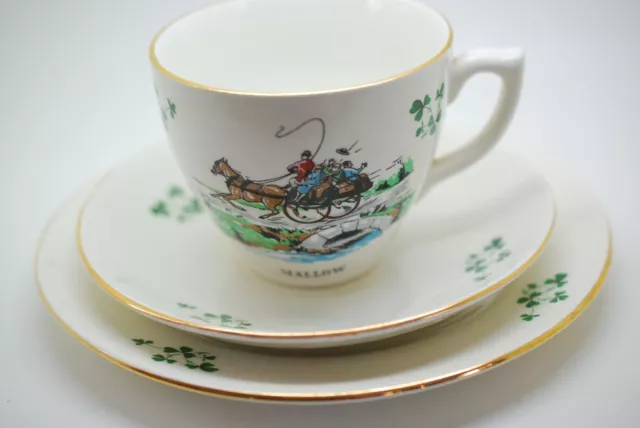 Vintage Carrigaline Pottery County Cork Cup Saucer And Side Plate MALLOW