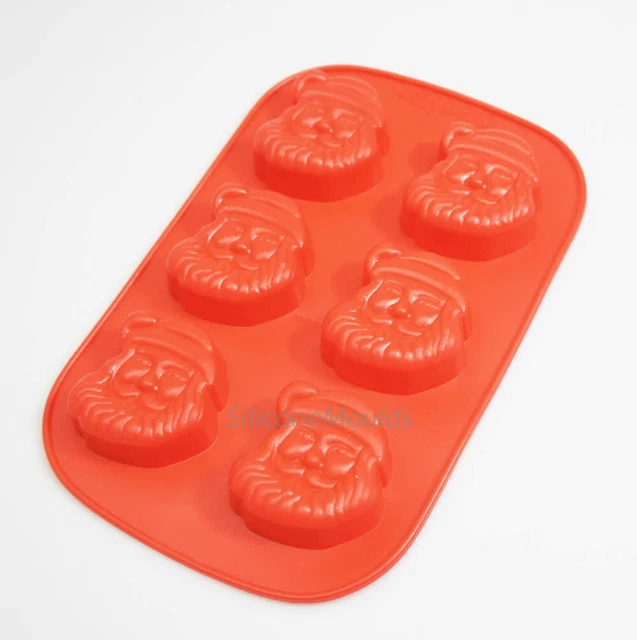 6 cell Father Christmas Santa Silicone Cake Chocolate Mould Wax Resin Candle 55m
