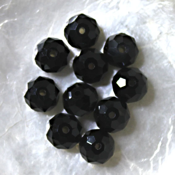 10 CITROUILLES  -  Cristal de Bohême  -  6 X 8 MM  -  NOIR JET
