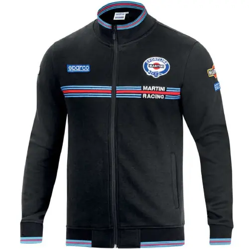 Sparco Sweat-Shirt Zip Intégral Martini Racing Noir Taille XL 100% Coton Inspiré