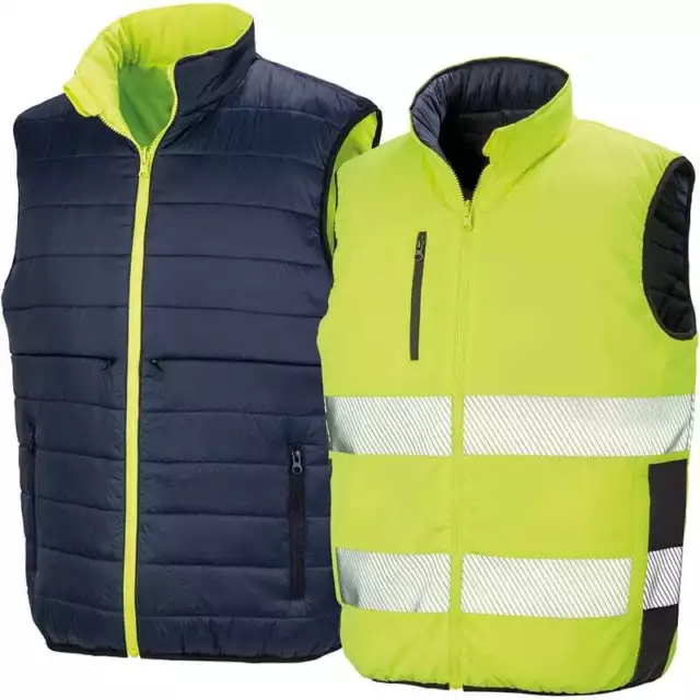 Result Hi Vis Bodywarmer Reversible Soft Padded Reflective Safety Gilet High Viz