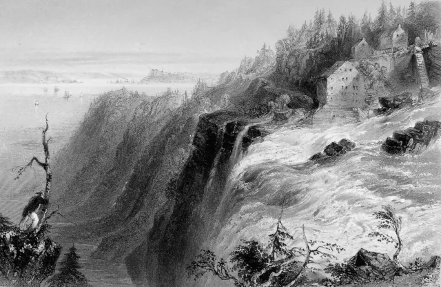 CANADA - TOP VIEW OF THE FALL OF MONTMORENCY in the 19th century - 19th century engraving