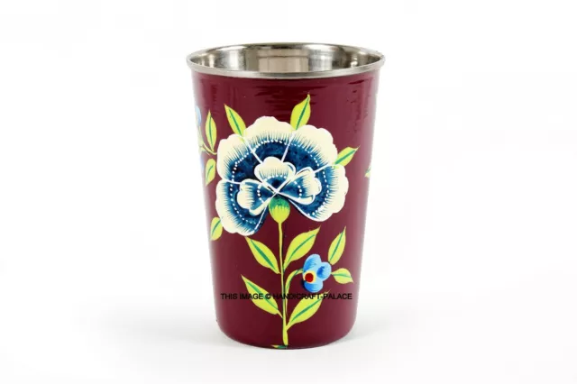 Beautiful Floral Printed Kitchenware Glass Hand made Stainless Steel Tumbler
