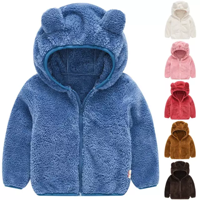 6-24M Toddler Baby Boys Girls Teddy Infant Bear Coat Jackets Winter Warm Fluffy