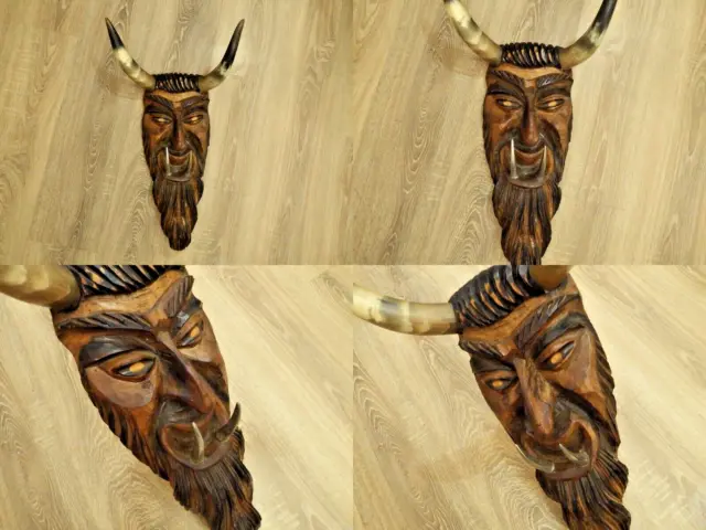 Vintage.Wall Wooden Devil.Devil.Handmade.
