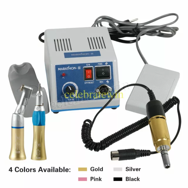 Marathon Micromotor Polisher +Straight Contra angle +100pcs Polishing Brushes #1
