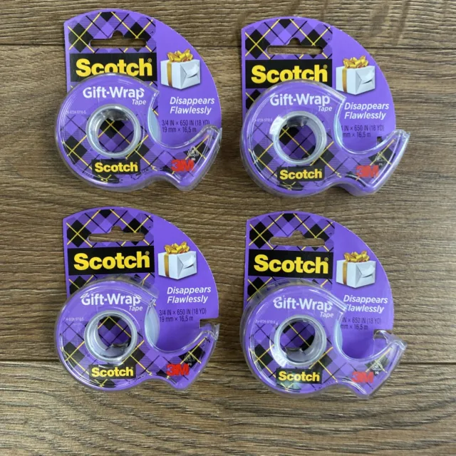4 cintas envolventes de regalo escocesa en un dispensador acabado satinado cinta transparente 19 mm x 16,5 m