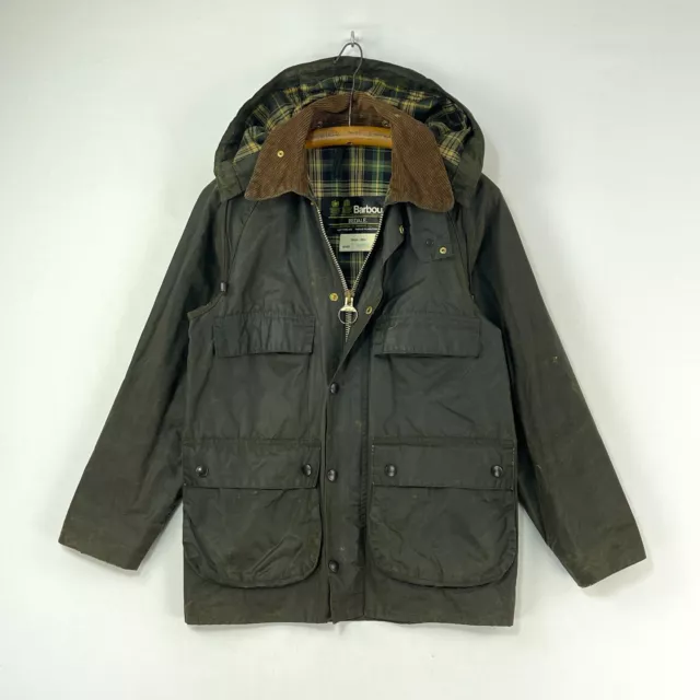 Barbour Bedale C36 Wax Jacket Mens Small Green Classic Vintage Country Hooded