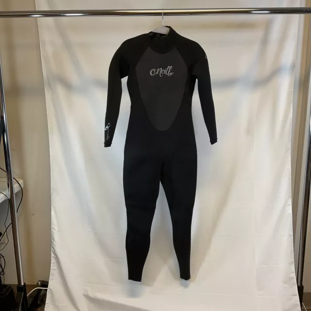 O'Neill Womens Black Long Sleeve Stretch 4/3mm Back Zip Full Wetsuit Size 8