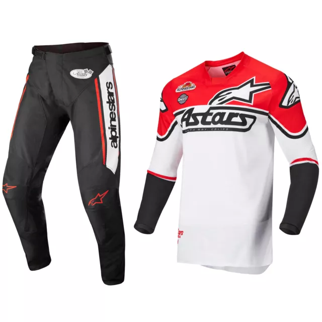 Alpinestars Kit Racer Motocross Pants Jersey - Flagship Black / White / Red Fluo