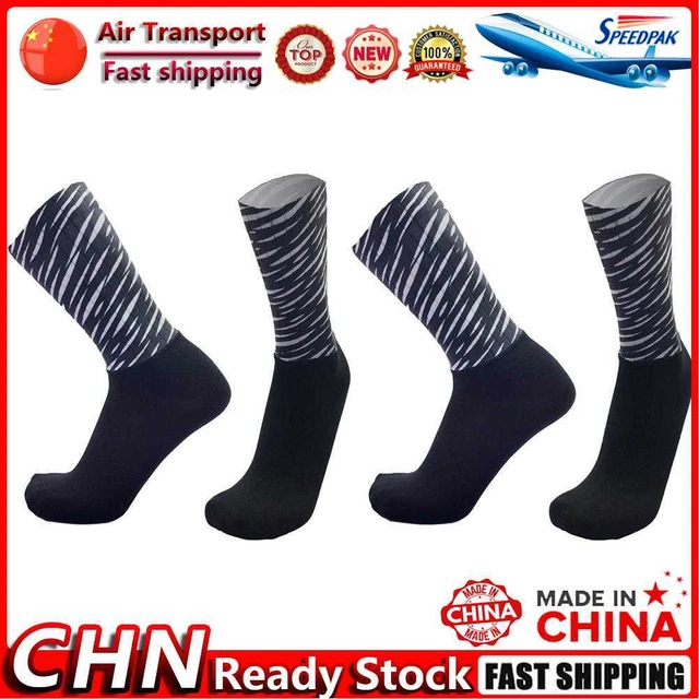 2pairs Printing Socks Anti-slip Women Men Cycling Calf Length Socks (Black) Fr