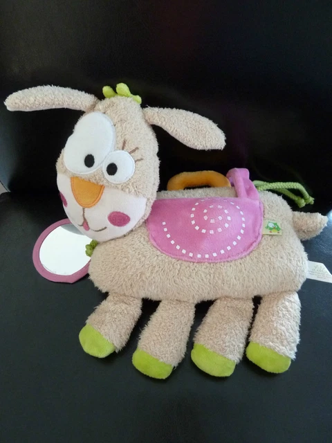 P4. DOUDOU PELUCHE D'ACTIVITE LIBOO LAPIN ou ANE ? BEIGE ROSE VERT  - TTBE