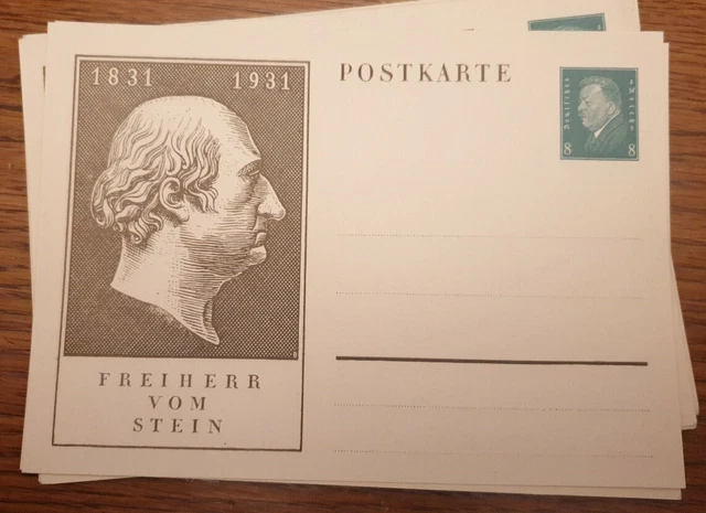 Karte Ganzsache P 193 Freiherr vom Stein 1931 Deutsches Reich Postkarte (7765