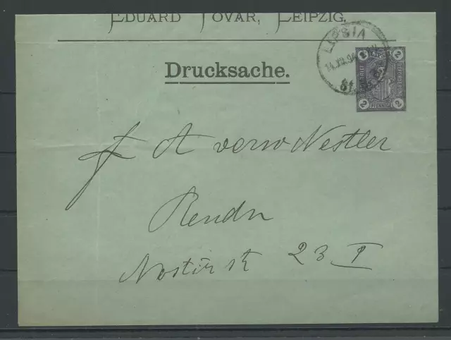 Privatpost Lipsia 2 Pf. Ganzsache Drucksache, 1894 #1054822