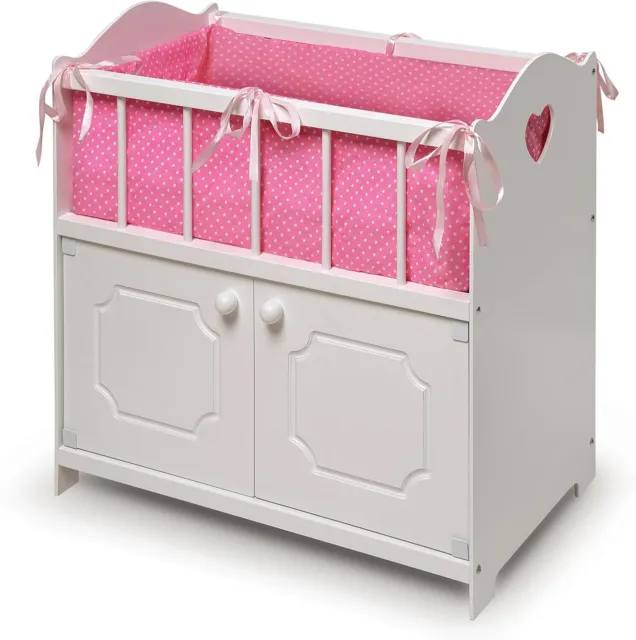 Badger Basket Toy Doll Bed with Storage, Bedding, and Personalization Kit...