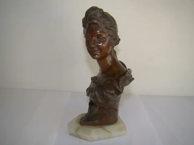 Buste féminin en bronze, signé G. Van der straeten  " fondeurs de Paris" #1650#