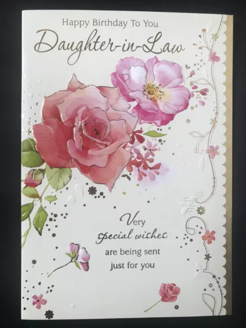 Daughter-in-law birthday card, floral, 20 x 14 cm