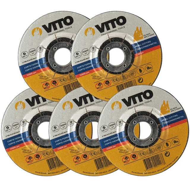 Lote De 5 Discos Para Tronzar 125mm Vito Metal Perforación 22,2mm Uso Intensivo