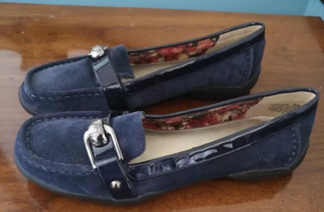 ANNE KLEIN IFLEX Navy Blue Loafers Womens Size 6 1/2 6.5 M Flats Slip ...
