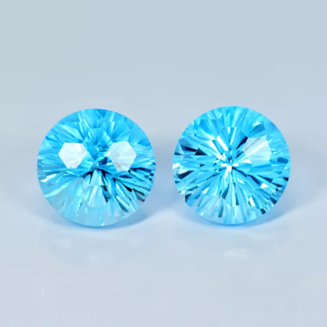 11.02Ct (2Pcs) Round Cut _ Great look Quality Natural Blue Topaz _ Brazil