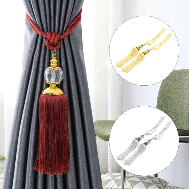 1 pair Luxury Decor Ball Holdbacks Tassel Tiebacks Curtain Tie Backs Rope